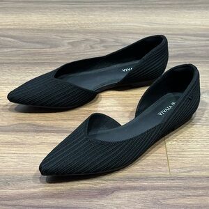 Vivaia Melia Pointed Toe D'Orsay Flats in Black Size 9